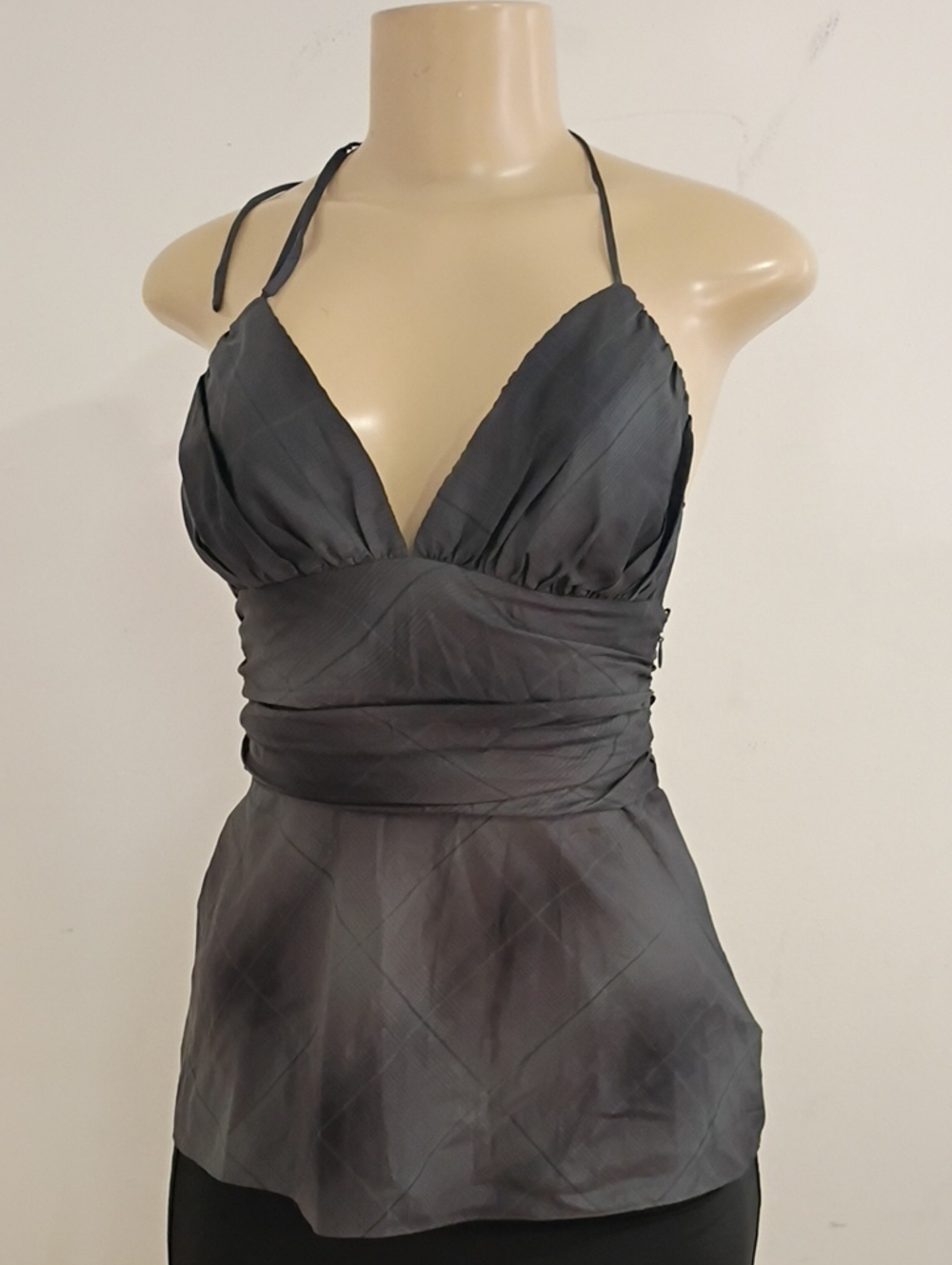 Express Charcoal Black Satin Halter Bandeau Top